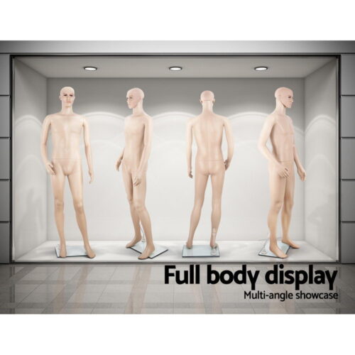 186cm Tall Full Body Male Mannequin - Skin Coloured - Image 5