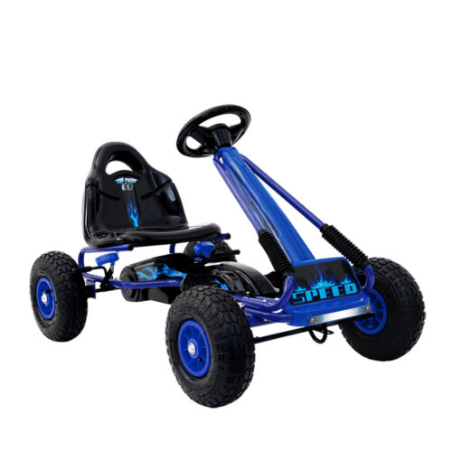 Rigo Kids Pedal Go Kart Ride On Toys Racing Car Rubber Tyre Blue - Image 2