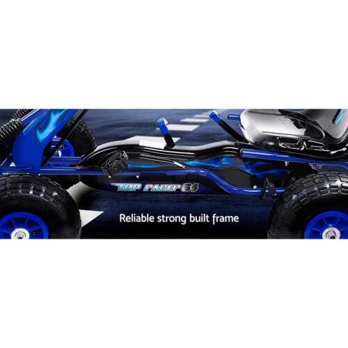 Rigo Kids Pedal Go Kart Ride On Toys Racing Car Rubber Tyre Blue - Image 4