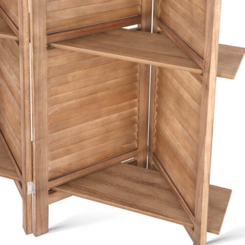 Artiss 4 Panel Room Divider Screen 163x170cm Shelf Oak - Image 6