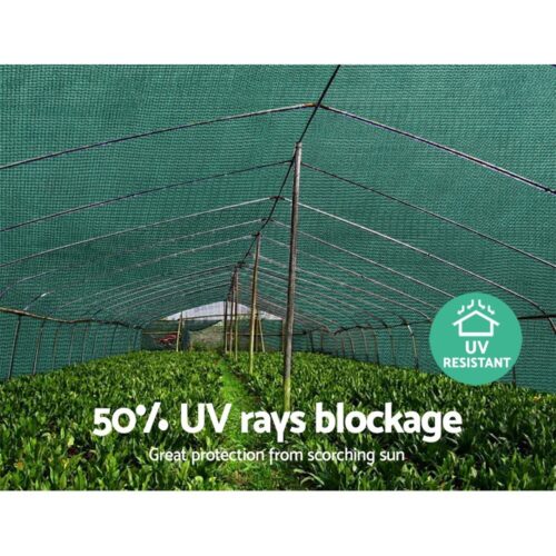 Instahut 50% Shade Cloth 3.66x30m Shadecloth Wide Heavy Duty Green - Image 7