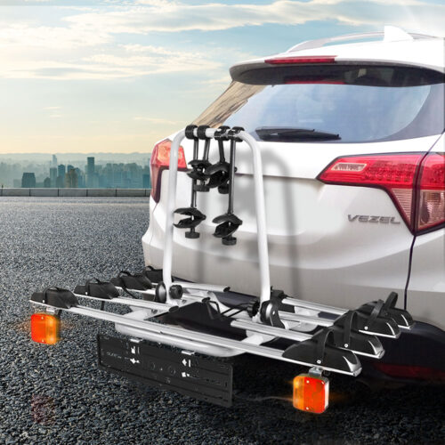 Giantz 4 Bicycle Bike Carrier Rack Car Towbar Hitch Ball Mount Tail light Silver - Image 8