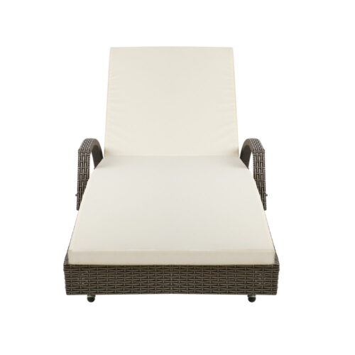 Gardeon Sun Lounge Wicker Lounger Outdoor Furniture Beach Chair Patio Adjustable Cushion Grey&Beige - Image 4