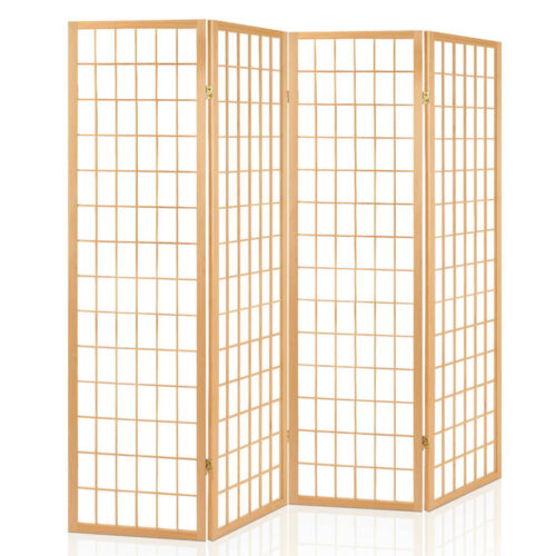 Artiss 4 Panel Room Divider Screen 174x179cm Natural - Image 2