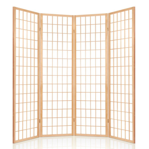 Artiss 4 Panel Room Divider Screen 174x179cm Natural - Image 5