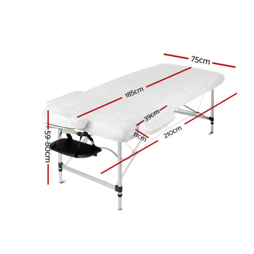 Zenses Massage Table 75cm Portable 3 Fold Aluminium Beauty Bed Black - Image 3
