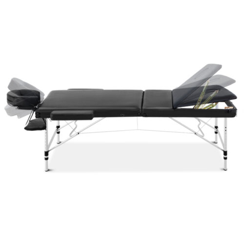 Zenses Massage Table 75cm Portable 3 Fold Aluminium Beauty Bed Black - Image 4