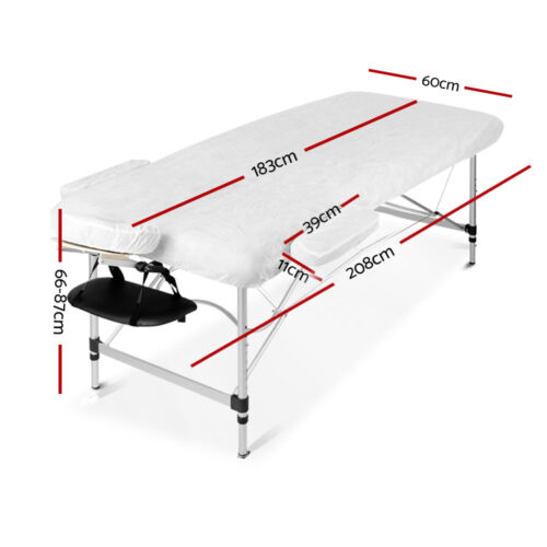 Zenses Massage Table 60cm Portable 3 Fold Aluminium Beauty Bed Black - Image 3