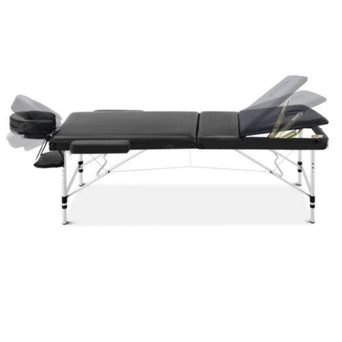 Zenses Massage Table 60cm Portable 3 Fold Aluminium Beauty Bed Black - Image 4