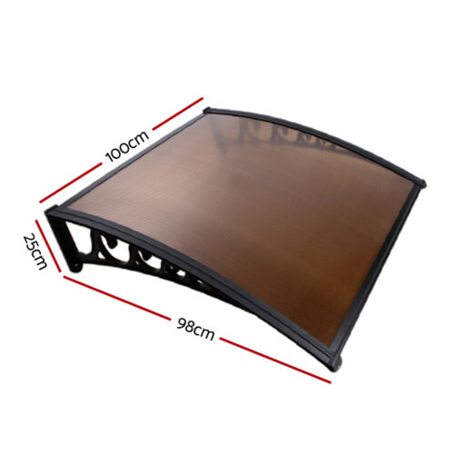 Instahut Window Door Awning 1mx1m Brown - Image 3
