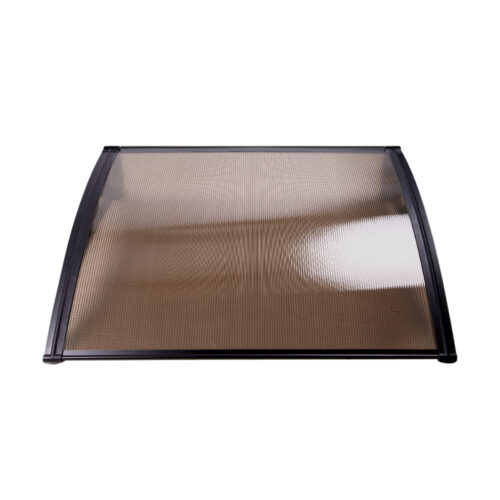 Instahut Window Door Awning Canopy 1mx2m Brown Sheet Black Plastic Frame - Image 4