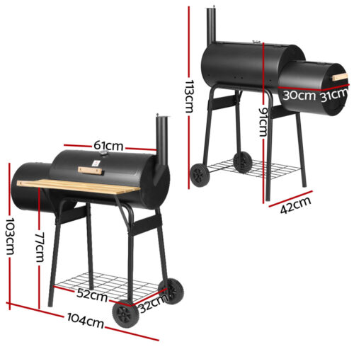 Grillz BBQ Grill 2-In-1 Offset Charcoal Smoker - Image 3