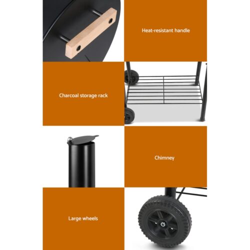 Grillz BBQ Grill 2-In-1 Offset Charcoal Smoker - Image 8