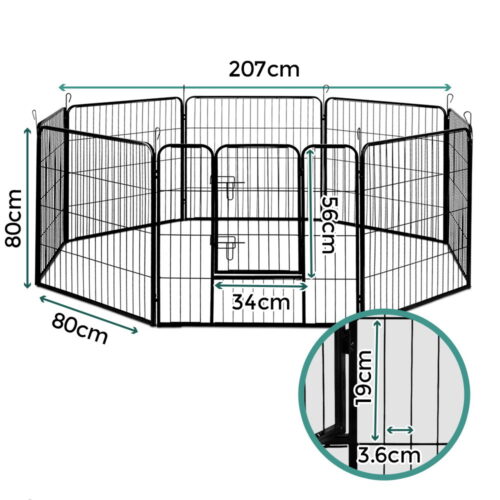 i.Pet 32" 8 Panel Dog Playpen Pet Exercise Cage Enclosure Fence Play Pen - Image 3
