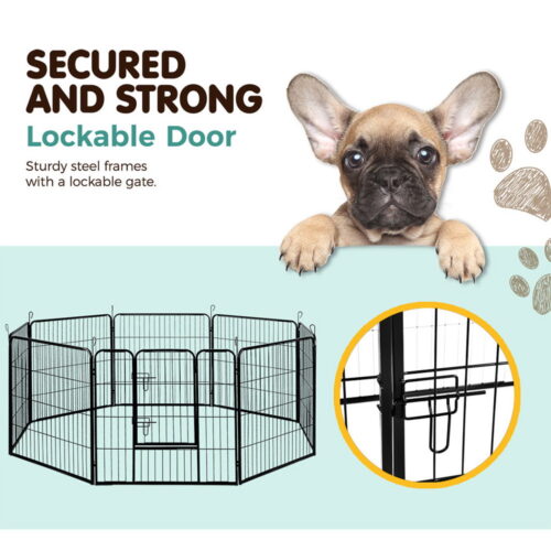 i.Pet 32" 8 Panel Dog Playpen Pet Exercise Cage Enclosure Fence Play Pen - Image 5