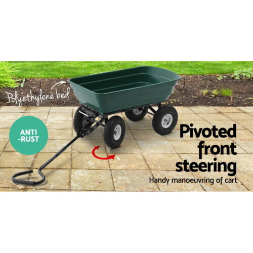 Gardeon Garden Cart Dump 270kg Hand Trailer Trolley Wagon Wheelbarrow Pull 75L - Image 5