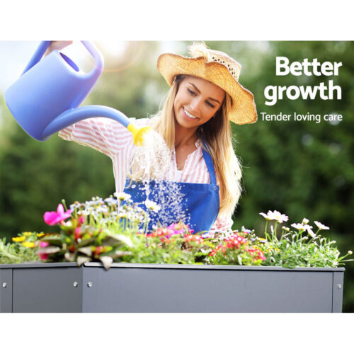 Green Fingers Garden Bed Elevated 100X80X30cm Planter Box Container Galvanised - Image 6