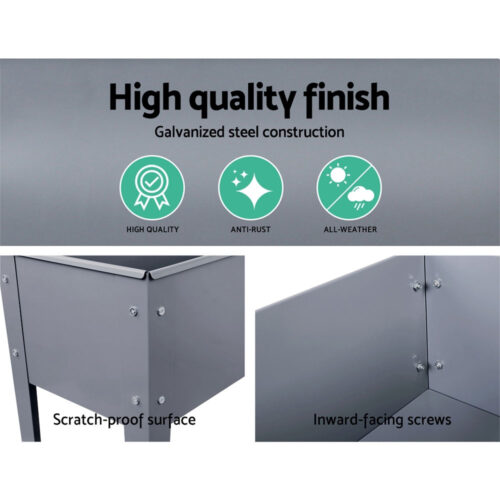 Green Fingers Garden Bed Elevated 100X80X30cm Planter Box Container Galvanised - Image 7