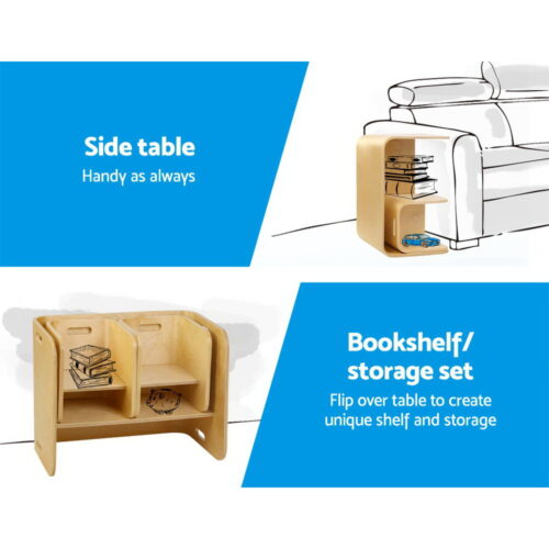 Keezi 3PCS Kids Table and Chairs Set Multifunctional Storage Desk - Image 7