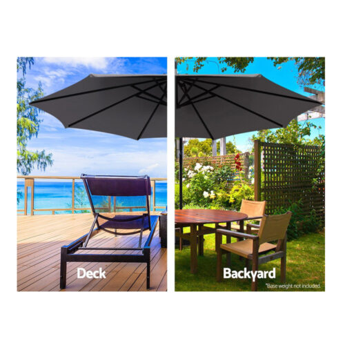 Instahut 3m Outdoor Umbrella Cantilever Beach Garden Patio Charcoal - Image 5