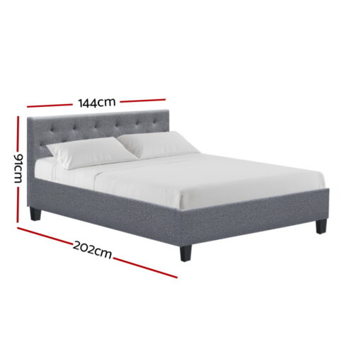 Artiss Bed Frame Double Size Grey VANKE - Image 3