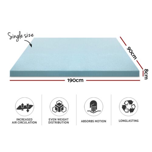 Giselle Bedding Memory Foam Mattress Topper Cool Gel 8cm Single - Image 3