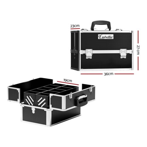 Embellir Portable Cosmetic Beauty Makeup Case- Black - Image 3