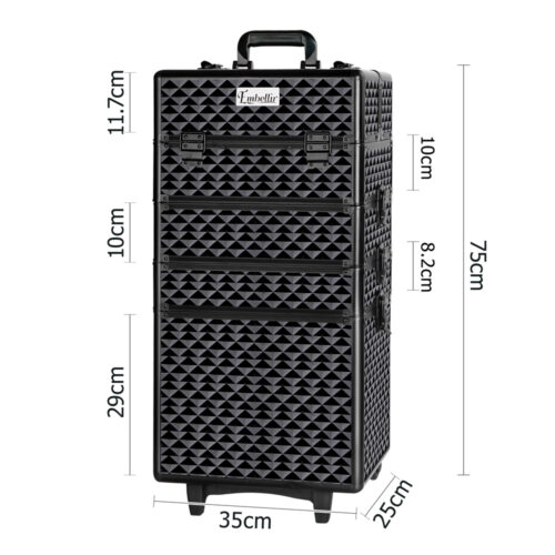 Embellir Makeup Case Beauty Trolley Cosmetic Organiser Box Travel Wheels Diamond - Image 3