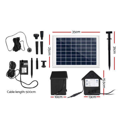 Gardeon Solar Pond Pump Submersible Water Fountain with Battery Kit LED Lights 6.6FT - Image 3