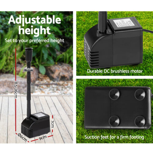 Gardeon Solar Pond Pump Submersible Water Fountain with Battery Kit LED Lights 6.6FT - Image 4