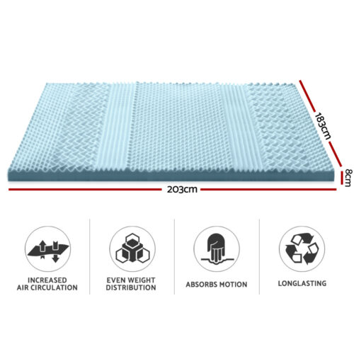 Giselle Bedding Memory Foam Mattress Topper 7-Zone 8cm King - Image 3