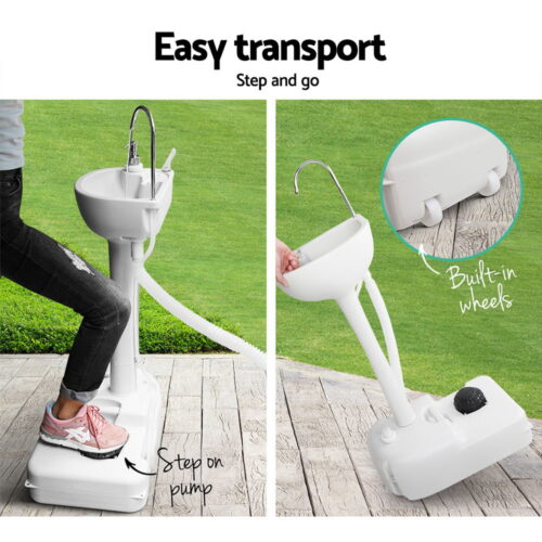Weisshorn Camping Basin Portable Hand Wash Sink Stand 19L Capacity - Image 7