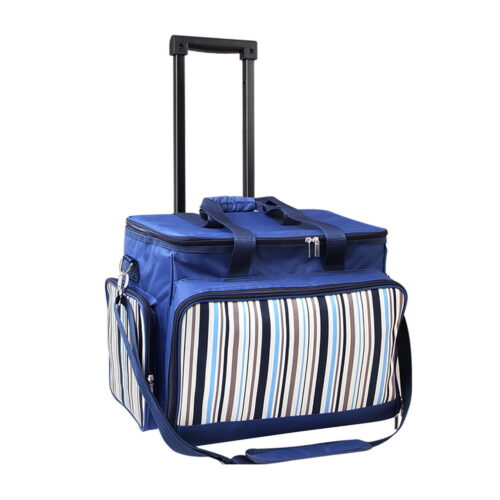 Alfresco 6 Person Picnic Basket Set Bag Wheels Insulated Trolley - Image 2