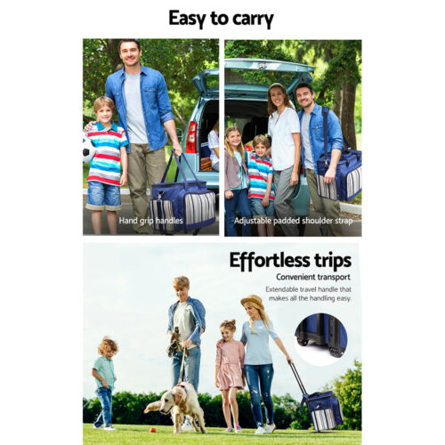 Alfresco 6 Person Picnic Basket Set Bag Wheels Insulated Trolley - Image 7