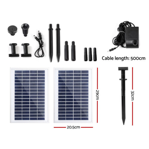 Gardeon Solar Pond Pump Submersible Water Fountain Kit with 2 Panels 7.2FT - Image 3