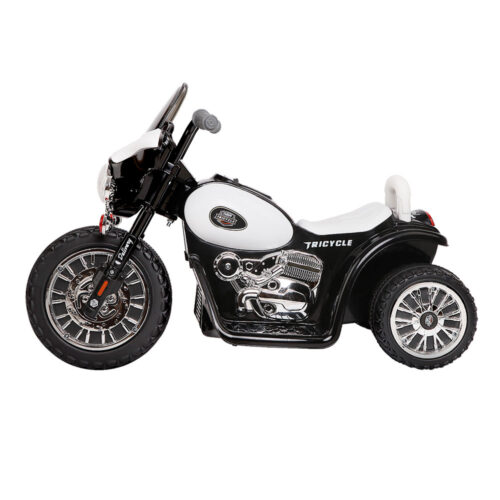 Rigo Kids Electric Ride On Patrol Police Car Harley-Inspired 6V Black - Image 4