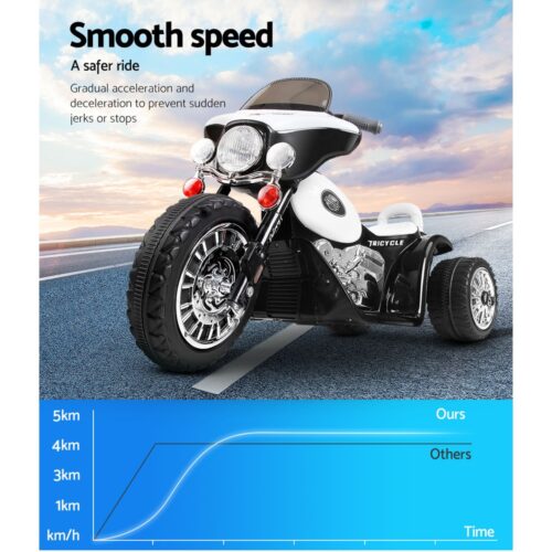 Rigo Kids Electric Ride On Patrol Police Car Harley-Inspired 6V Black - Image 5