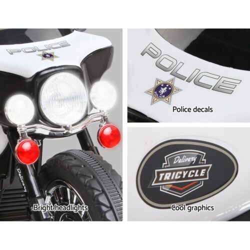 Rigo Kids Electric Ride On Patrol Police Car Harley-Inspired 6V Black - Image 6