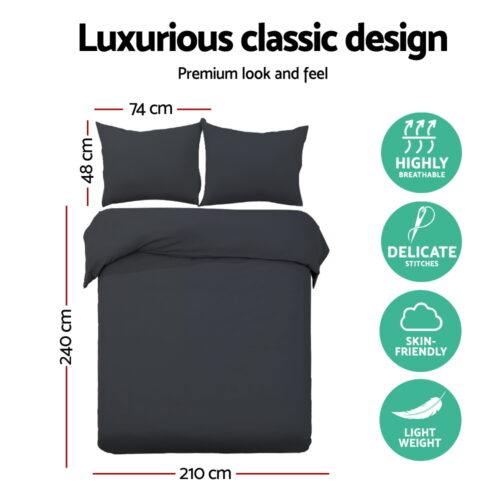 Giselle Bedding Quilt Cover Set Classic Black King - Image 3