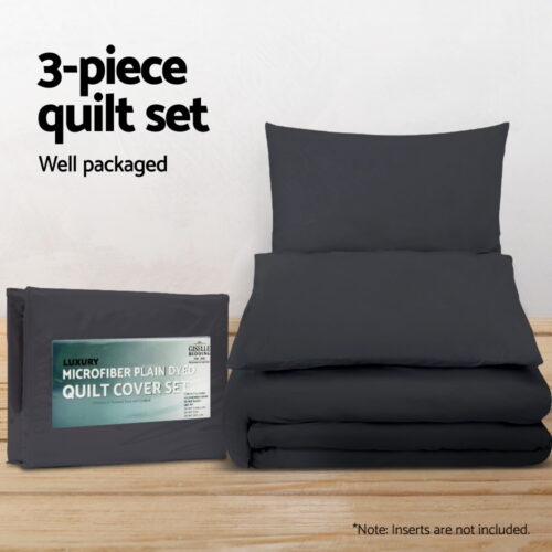 Giselle Bedding Quilt Cover Set Classic Black King - Image 6