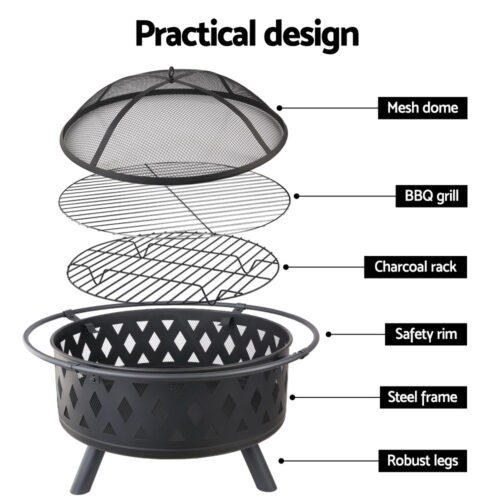 Grillz Fire Pit BBQ Grill 82cm - Image 7