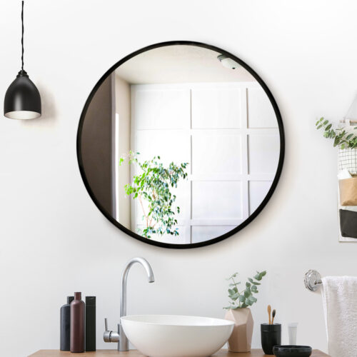 Embellir Wall Mirror Makeup 60cm Home Decor Framed Mirrors Bathroom Round Black - Image 8