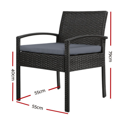 Gardeon Outdoor Dining Chairs Patio Furniture Rattan Lounge Chair Cushion Felix - Image 3