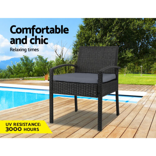 Gardeon Outdoor Dining Chairs Patio Furniture Rattan Lounge Chair Cushion Felix - Image 8