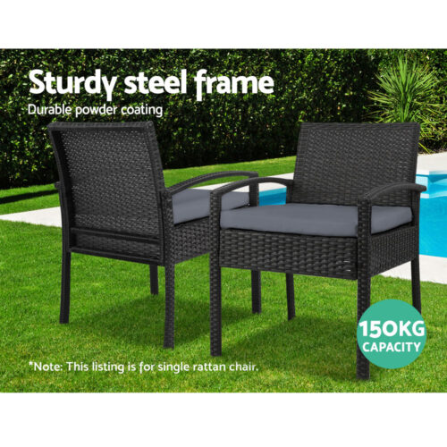 Gardeon Outdoor Dining Chairs Patio Furniture Rattan Lounge Chair Cushion Felix - Image 10