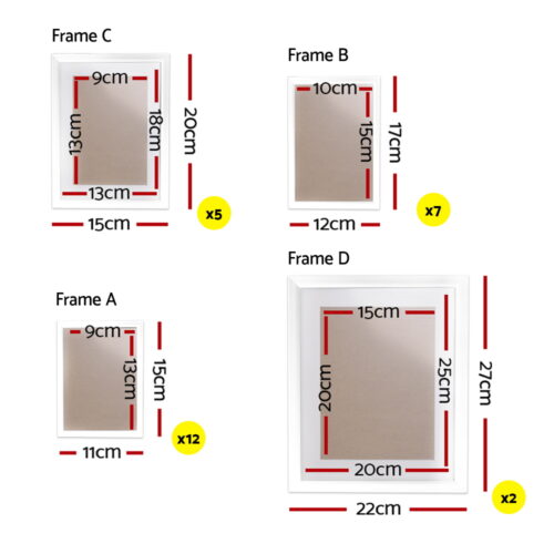 Artiss Photo Frames Art Holder 26PCS 8x10" 5x7" 4x6" 3.5x5" White - Image 3
