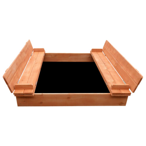 Keezi Kids Sandpit Wooden Sandbox Sand Pit Foldable Seat Outdoor Beach Toys 90cm - Image 4