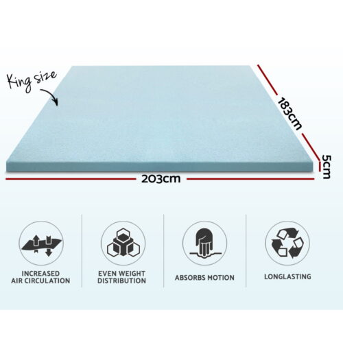 Giselle Bedding Memory Foam Mattress Topper Cool Gel 5cm King - Image 3