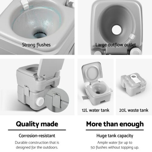 Weisshorn 20L Portable Camping Toilet Outdoor Flush Potty Boating With Bag - Image 5