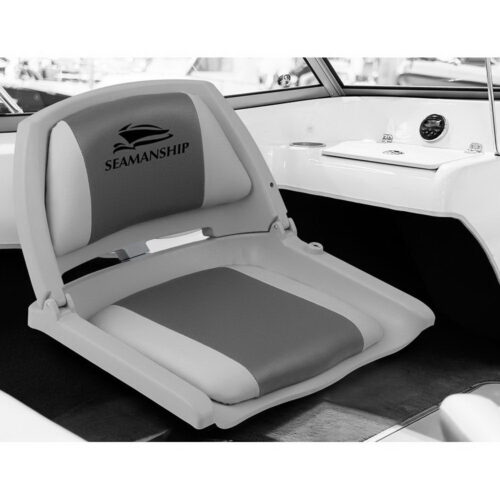 Seamanship 2X Folding Boat Seats Marine Seat Swivel Low Back 4cm Padding Grey - Image 4